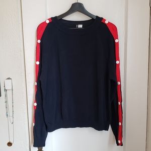 H&M Navy Sweater with Red Contrast Detail